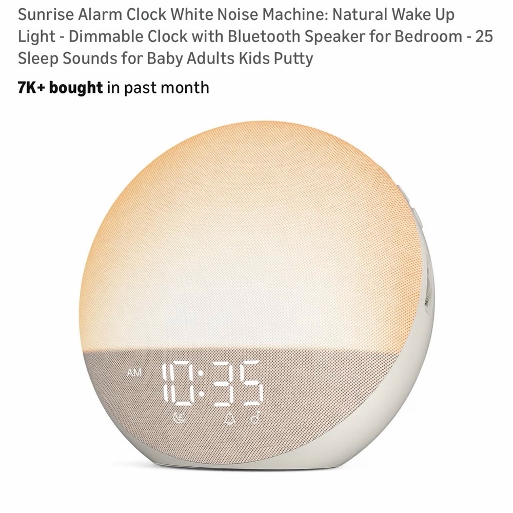 Sunrise Wake-Up Alarm Clock with White Noise & Bluetooth Speaker - White